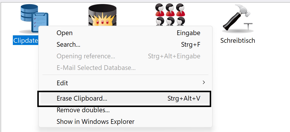 Emptying the clip database Emptying the clip database